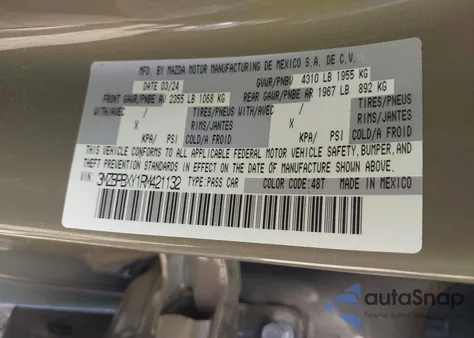 2024 Mazda Mazda3 2.5 Carbon Turbo from USA, damaged, VIN 3MZBPBXY1RM421132